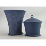 Modern Wedgwood floral decorated vase together with similar lidded pot: Height of tallest 25cm. (2)