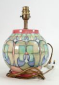Moorcroft table lamp decorated with Violet design: By Sally Tuffin in unique colourway -