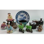 A collection of Chinese items: Including Cloisonne small vases, porcelain figures, vases etc. (13)