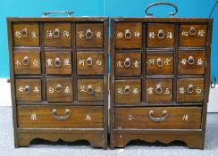Early 20th century Chinese traveling Apothecary chest: Multi drawer internals with hand painted