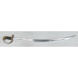 British lions head hilted sword: With brass & leather scabbard, length 98cm.