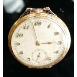 19ct gold Continental gents pocket watch Art Deco with enamel: Slight losses to enamel around