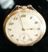 19ct gold Continental gents pocket watch Art Deco with enamel: Slight losses to enamel around