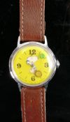 Boys 1950s Snoopy wristwatch: with original leather strap.