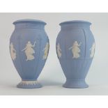 Wedgwood Millennium Dancing Hours vase: Together with similar item, height 19cm. (2)