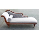 Victorian Mahogany reupholstered Chaise Lounge: