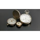 A collection of vintage watches: including 9ct gold ladies wristwatch, steel pocket watch and