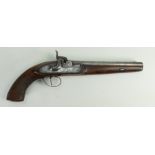 19th Century continental percussion dueling pistol: L39cm.