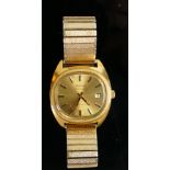 Bulova Accutron Ambassador gentleman?s: automatic date wristwatch, 1970s gold plated with expandable