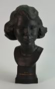 Wedgwood black Basalt bust of HRH The Princess Elizabeth: Depicting Queen Elizabeth at the age of
