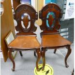 Pair of Victorian hall chairs: