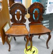 Pair of Victorian hall chairs: