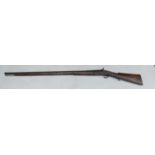 Large Colonial Percussion military musket: With patchbox, Length 148cm.