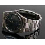 Omega Geneve gentlemans steel date wristwatch: C1970s, mechanical movement with sunburst blue dial