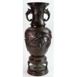 Large Japanese bronze vase 73cm high late 19th c:
