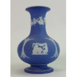 Wedgwood dip blue vase: With classical decoration, height 23cm.