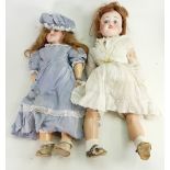 Vintage porcelain dolls: Comprising an Armand Marseille porcelain doll with moving eyes and dimple