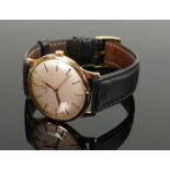Omega 9ct gold gentlemans vintage wristwatch: leather strap with original box.