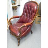 Victorian Mahogany framed gents arm chair: