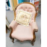 Victorian Cabriole leg arm chair: