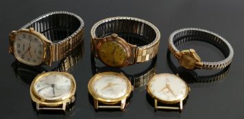 Group of watches including 9ct gold Leda gents watch: Leda mid size 30mm 9ct hallmarked watch c