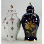 Vuhenstrauss and Jaeger Bavarian floral decorated lidded vases: Height of tallest 34cm. (2)