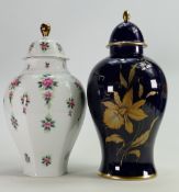Vuhenstrauss and Jaeger Bavarian floral decorated lidded vases: Height of tallest 34cm. (2)
