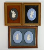 Three Wedgwood framed Dancing Hours plaques: Frame size of largest 25cm x 33cm. (3)