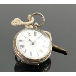 Continental Silver .800 Ladies Pocket Watch: diameter 38mm