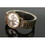 9ct Gold Gentlemans Bernex 1970s presentation watch: with expandable bracelet, engraved to rear of