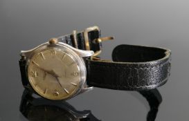 Longines Gents wrist watch in steel case: Measures 34mm diameter excluding button. Winds, hand set