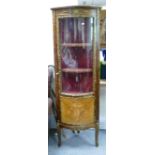 Quality reproduction marquetry Mahogany glazed corner display cabinet: With brass ormolu mount,