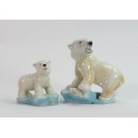 Wade model of a Polar bear with fish on glacier: Height 15cm together with Polar Bear Cub on