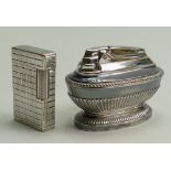 S T Dupont Silver lighter and Ronson Silver plated desk lighter. (2)