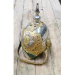 Good quality reproduction steel & brass Household cavalry helmet: with liner and chinstrap.