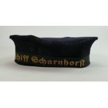 German Sailors Naval Hat: with Schlachtschiff scharnhorst ribbon, hand written name to interior