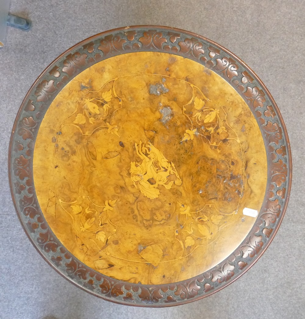 Carved and inlaid Victorian wine table: A fine quality piece. - Image 2 of 3