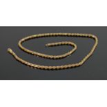 9ct gold rope twist neck chain: Measures 44 cm long, weight 14.2g. Good overall condition.