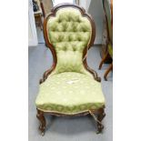 Victorian Walnut framed ladies salon chair: