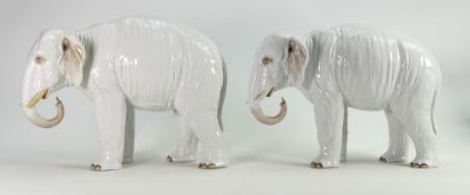 Large pair of 19th century Chinese style porcelain elephants: Probably French by Sampson, very