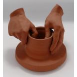 Wedgwood terracotta model The Hands of the Potter: Modelled for Wedgwood by Colin Melbourne in a