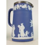 19th century Wedgwood water jug: With silver plated mounts & lid, height 16cm.