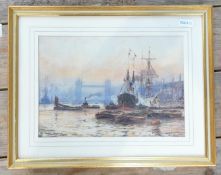 Frederick William Scarborough watercolour titled Tower Bridge London: Signed F W Scarborough (1860 -
