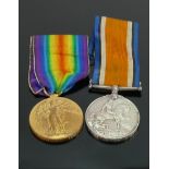 A pair of first world war medals awarded to 30725 Pte J Broadhurst, yorks and lancs reg.