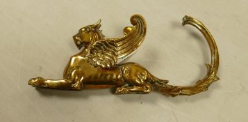Brass Un Mounted Model of Griffin: length 22cm