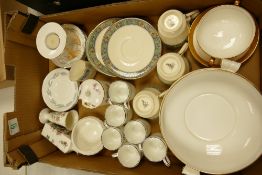 A mixed collection of items to include: Royal Grafton Grey Mist Coffee cans, Wedgwood Senator