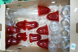 A mixed collection of glassware to include: large Portmierion vase, Ruby wine glasses, tumblers etc
