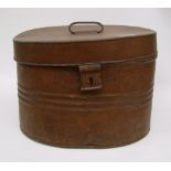 A vintage metal hat box: