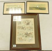 Three Hunting Theme Framed Prints: largest 51cm x 41cm(3)