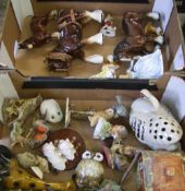A mixed collection of items: ceramic shire horses, cottage ware items etc (2 trays).